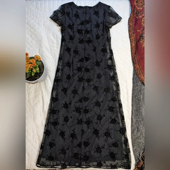 Coldwater Creek Vintage Formal Black Dress with velvet overlay - Picture 3 of 7